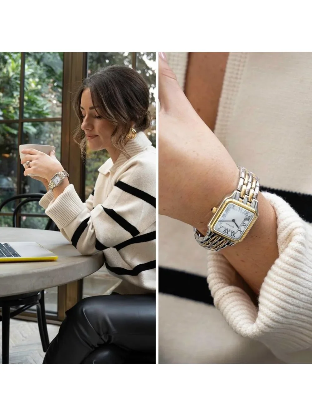 Women's Two Tone Classic Analogue Display, and Alloy Strap Quartz Wrist Watch